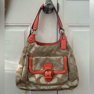 Coach‎ Coral Khaki Campbell Signature Carryall Bag